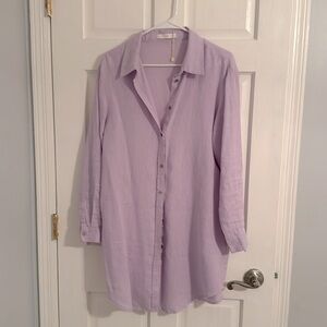 Mango linen Shirt Dress